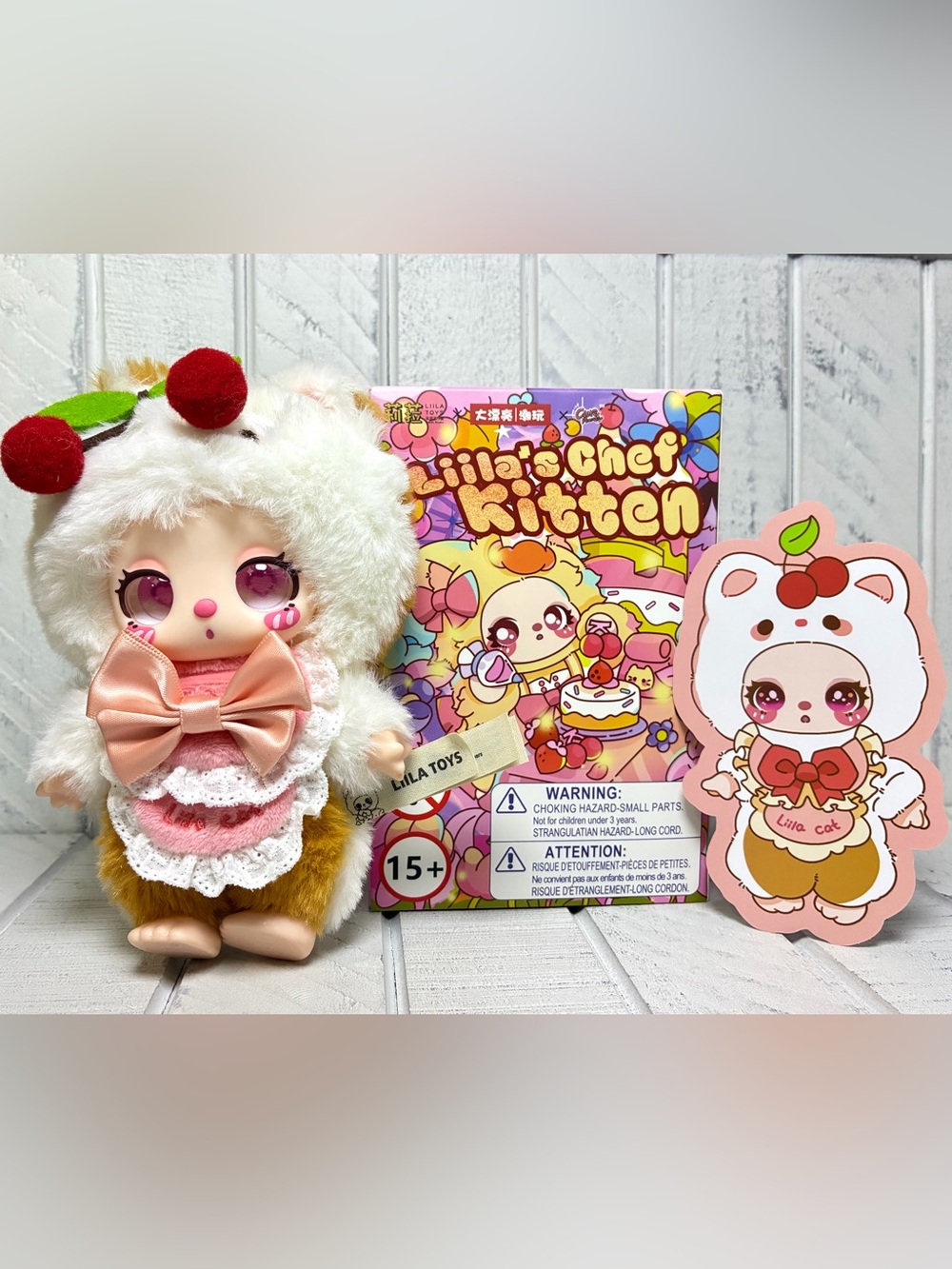 Liila’s Chef Kitten Plush Blind Box Cherry Bread Confirmed Cute Bag Charm 2024